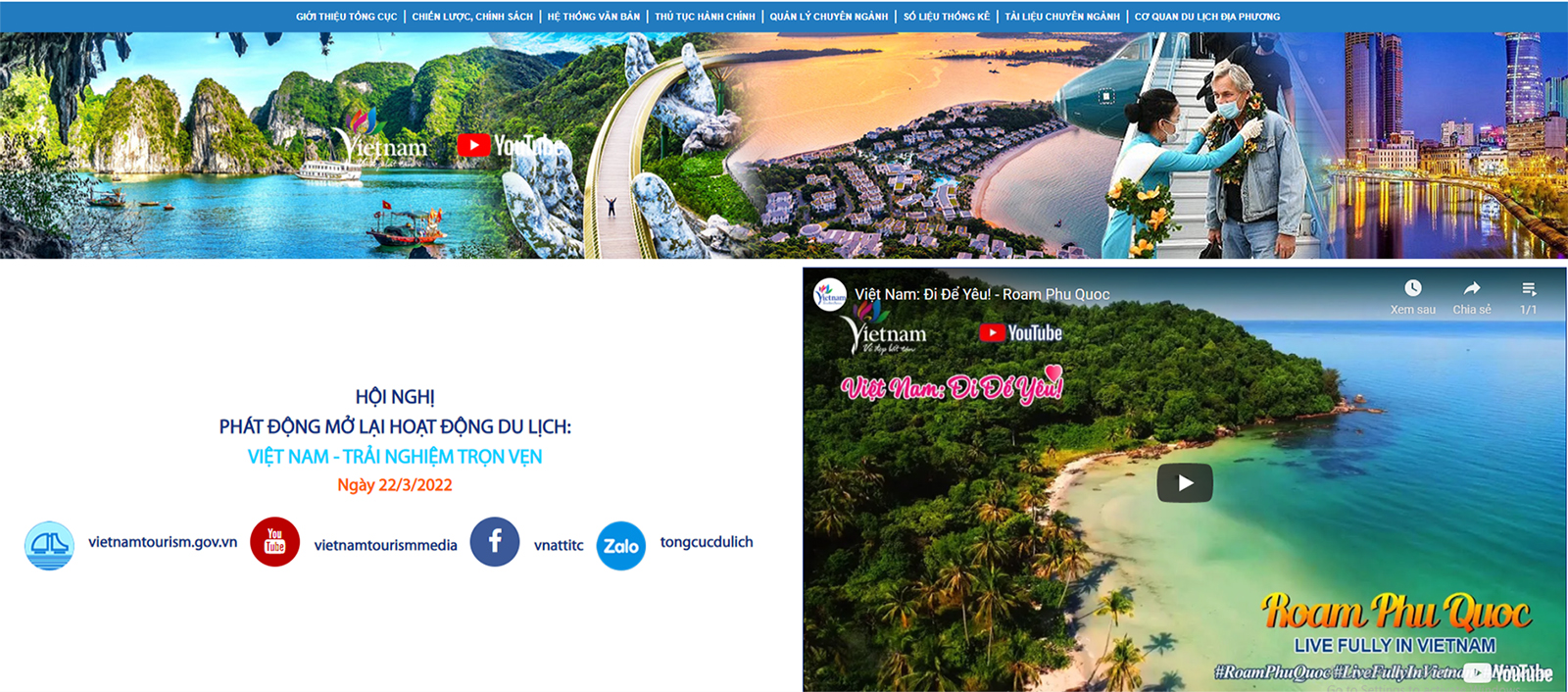 Hướng dẫn theo dõi trực tuyến Hội nghị “Phát động mở lại hoạt động du lịch” trên website và mạng xã hội của Tổng cục Du lịch