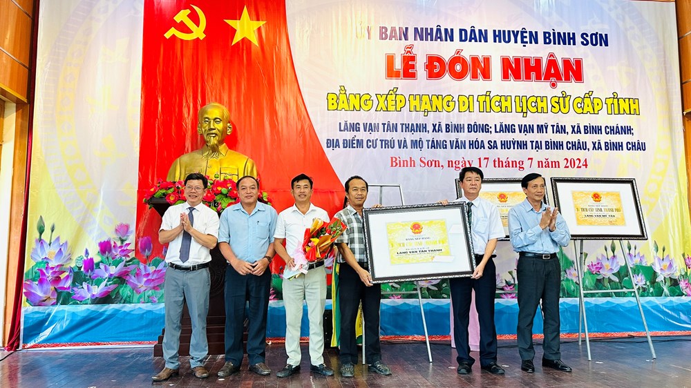 Quảng Ngãi: Bình Sơn đón nhận bằng xếp hạng ba di tích lịch sử cấp tỉnh